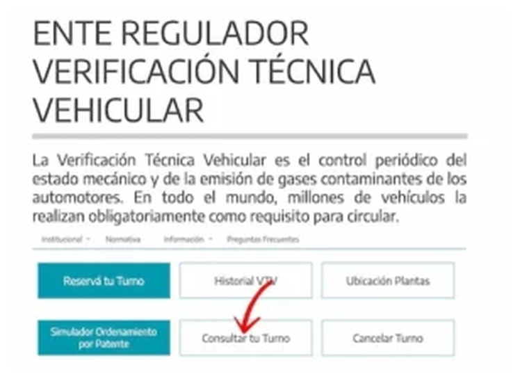 Paso 1 para consultar o cambiar el turno de la VTV en Escobar